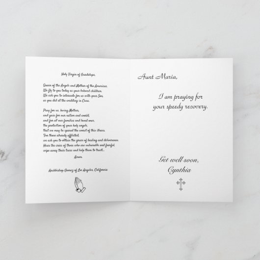 Unsere Dame Guadalupe Gebet zur Heilung wird gut Karte (Innenseite)