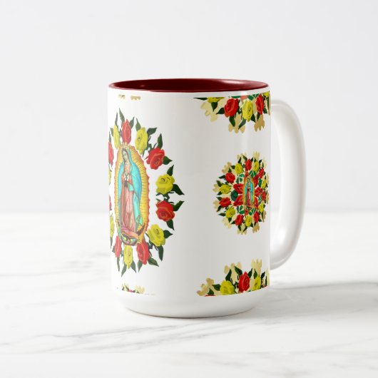 Unsere Dame Guadalupe Jungfrau Mary Katholische He Zweifarbige Tasse (VorderseiteRechts)