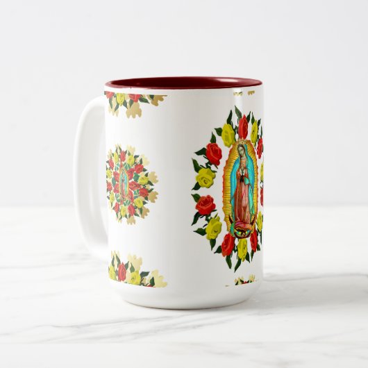 Unsere Dame Guadalupe Jungfrau Mary Katholische He Zweifarbige Tasse (Vorderseite Links)