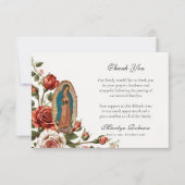 Unsere Dame Guadalupe Rose Katholische Beerdigung Dankeskarte (Vorderseite)