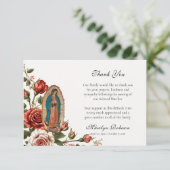 Unsere Dame Guadalupe Rose Katholische Beerdigung Dankeskarte (Stehend Vorderseite)
