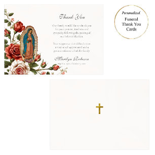 Unsere Dame Guadalupe Rose Katholische Beerdigung Dankeskarte