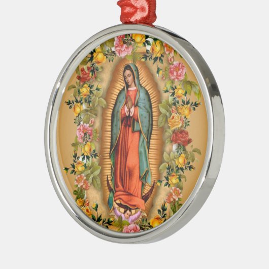 Unsere Dame Guadalupe Santa Maria Spanische Jungfr Ornament Aus Metall (Links)