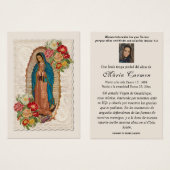 Unsere Dame Guadalupe Spanische Beerdigung Heilige (Vorne & Hinten)