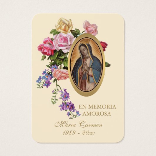 Unsere Dame Guadalupe Spanische Beerdigung Heilige (Vorderseite)