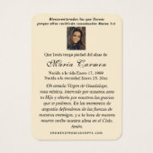 Unsere Dame Guadalupe Spanische Beerdigung Heilige (Rückseite)