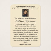 Unsere Dame Guadalupe Spanische Beerdigung Heilige (Rückseite)