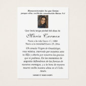 Unsere Dame Guadalupe Spanische Beerdigung Heilige (Rückseite)