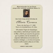 Unsere Dame Guadalupe Spanische Beerdigung Heilige (Rückseite)