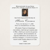 Unsere Dame Guadalupe Spanische Beerdigung Heilige (Rückseite)