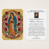 Unsere Dame Guadalupe Spanische Beerdigung Heilige (Vorne & Hinten)