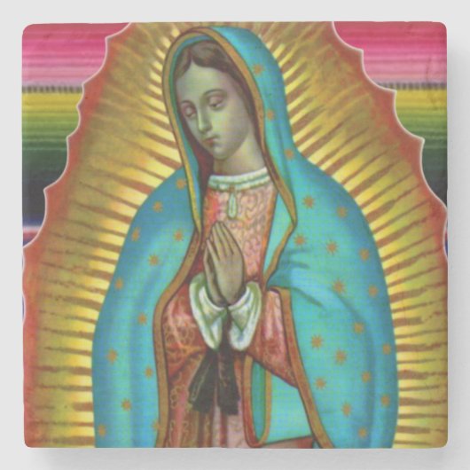 Unsere Dame Guadalupe Zarape Stone Tile Steinuntersetzer (Vorderseite)