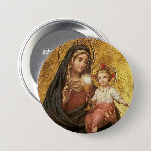 Unsere Dame Help des gesegneten Sakraments w/Jesus Button (Vorne & Hinten)