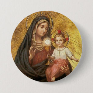 Unsere Dame Help des gesegneten Sakraments w/Jesus Button