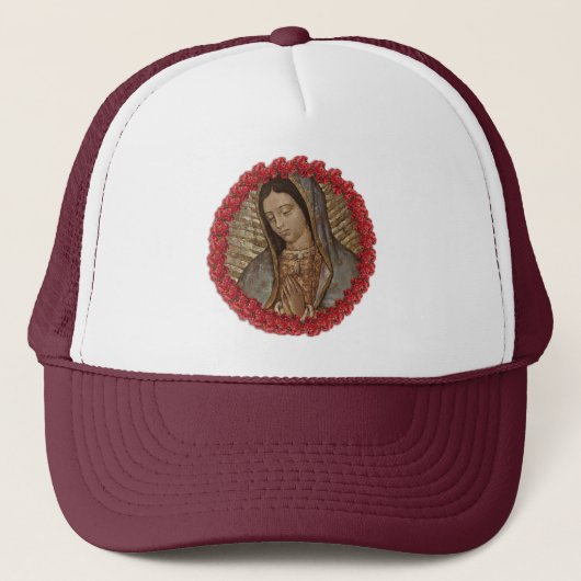 UNSERE DAME OF GUADALUPE MIT SPANISCHEN ROSEN TRUCKERKAPPE (Vorderseite)