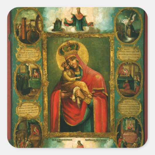 Unsere Dame Pochaev Quadratischer Aufkleber (Vorderseite)