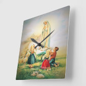 Unsere Dame von Fatima 1917 Quadratische Wanduhr (Winkel)