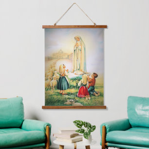 Unsere Dame von Fatima 1917 Wandteppich Mit Holzrahmen