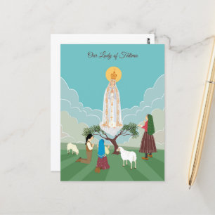 Unsere Dame von Fatima und das Hirtengebet Postkarte