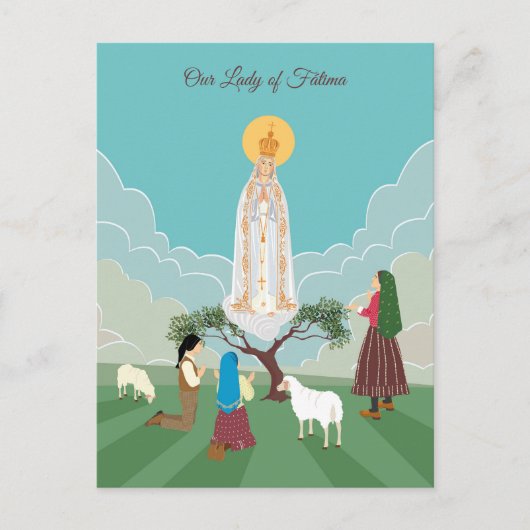 Unsere Dame von Fatima und das Hirtengebet Postkarte (Vorderseite)