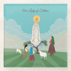 Unsere Dame von Fatima und die drei Hirten Glasuntersetzer