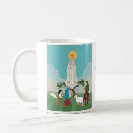 Unsere Dame von Fatima und die drei Hirten Kaffeetasse (Links)