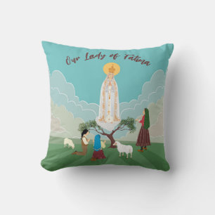 Unsere Dame von Fatima und die drei Hirten Kissen