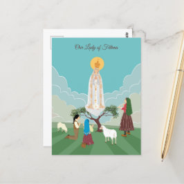 Unsere Dame von Fatima und die drei Hirten Postkarte