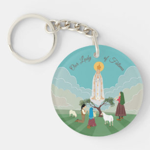 Unsere Dame von Fatima und die drei Hirten Schlüsselanhänger