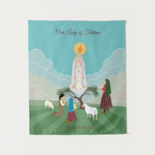 Unsere Dame von Fatima und die drei Hirten Wandteppich