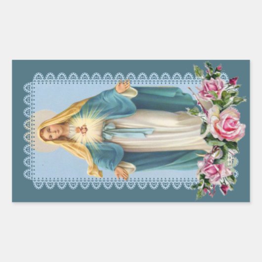 Unsere Dame von Grace Pink Roses Rechteckiger Aufkleber (Vorderseite)