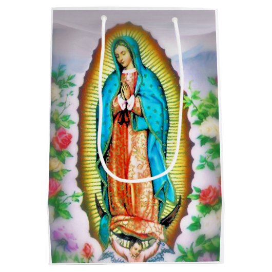 Unsere Dame von Guadalupe Floral von Litany Lane Mittlere Geschenktüte (Rückseite)