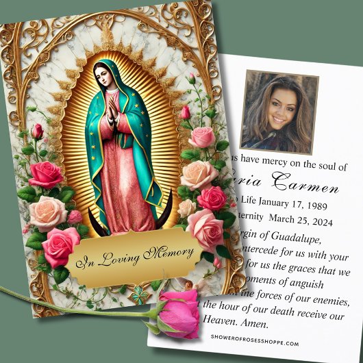 Unsere Dame von Guadalupe, katholische Beerdigungs Platzkarte
