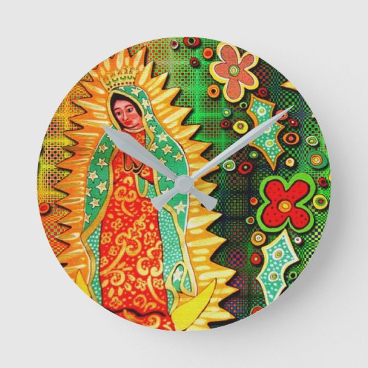 Unsere Dame von Guadalupe Mexiko Runde Wanduhr (Vorderseite)