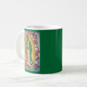 Unsere Dame von Guadalupe mit mexikanische Flagge Kaffeetasse (Vorderseite Links)