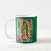 Unsere Dame von Guadalupe mit mexikanische Flagge Kaffeetasse (Links)