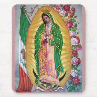 Unsere Dame von Guadalupe mit mexikanischer Flagge Mousepad