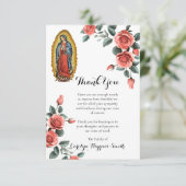 Unsere Dame von Guadalupe mit Rose katholische Bee Dankeskarte (Stehend Vorderseite)