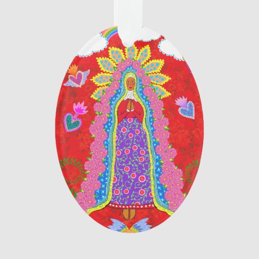 Unsere Dame von Guadalupe Red Holiday Ornament (Vorderseite)