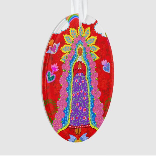 Unsere Dame von Guadalupe Red Holiday Ornament (Vorderseite)