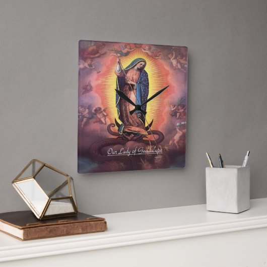 Unsere Dame von Guadalupe Rev. 12 Quadratische Wanduhr (Büro)