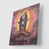 Unsere Dame von Guadalupe Rev. 12 Quadratische Wanduhr (Winkel)