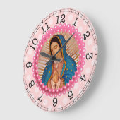 Unsere Dame von Guadalupe Roses Große Wanduhr (Winkel)