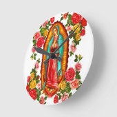 Unsere Dame von Guadalupe Runde Wanduhr (Winkel)