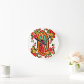Unsere Dame von Guadalupe Runde Wanduhr (Zuhause)
