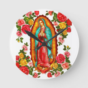 Unsere Dame von Guadalupe Runde Wanduhr