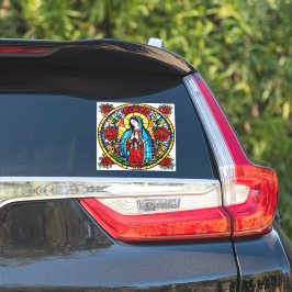 Unsere Dame von Guadalupe verkleidetes Glas Saint  Aufkleber