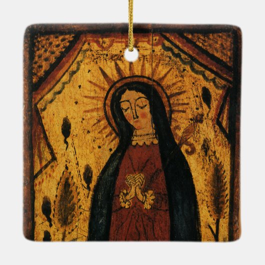 Unsere Dame von Guadalupe von Pedro Antonio Fresqu Keramikornament (Rückseite)