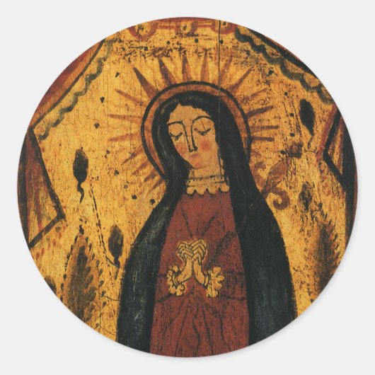 Unsere Dame von Guadalupe von Pedro Antonio Fresqu Runder Aufkleber (Vorderseite)