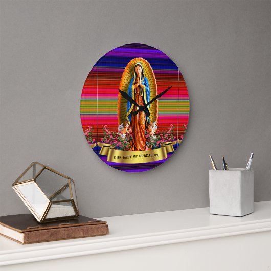 Unsere Dame von Guadalupe Wasserfarbenuhr Große Wanduhr
